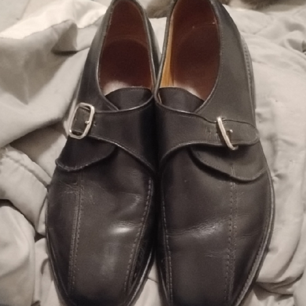 Allen Edmonds Black Leather Single Monk Strap Oxfords
